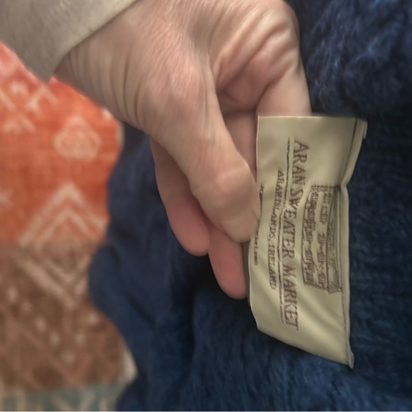 Authentic Irish Women's Navy Blue Sweater w/Open Front and Long Sleeves Lined - Picture 8 of 10